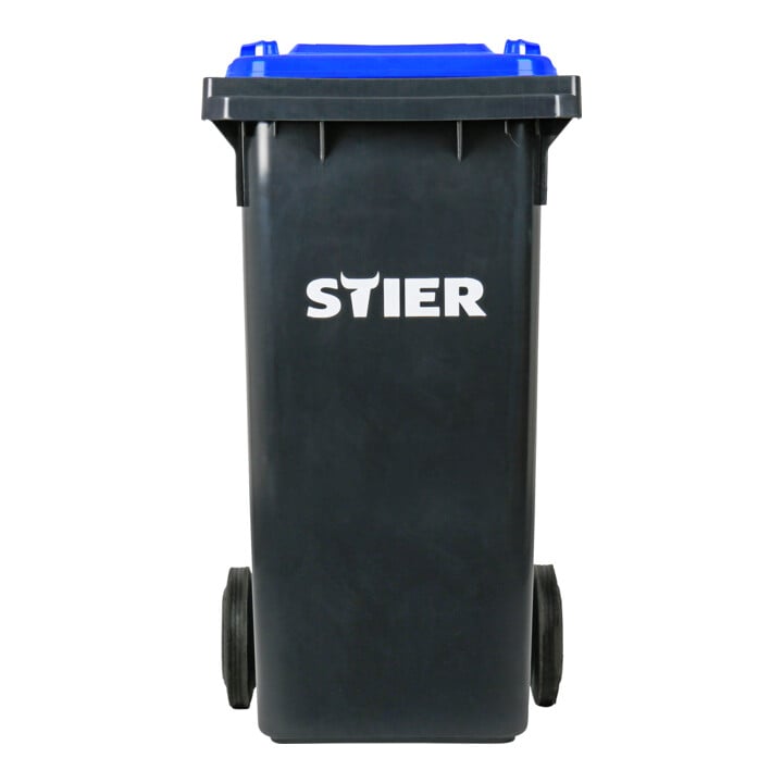 STIER 2-Rad-Müllgroßbehälter 120 l grau/blau BxTxH 475x550x930 mm