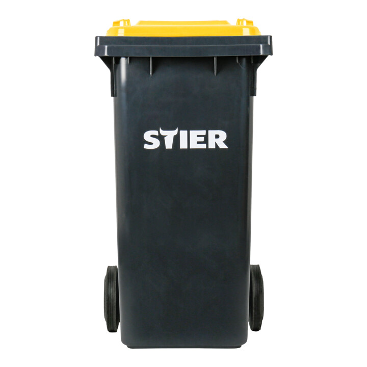STIER 2-Rad-Müllgroßbehälter 120 l grau/gelb BxTxH 475x550x930 mm