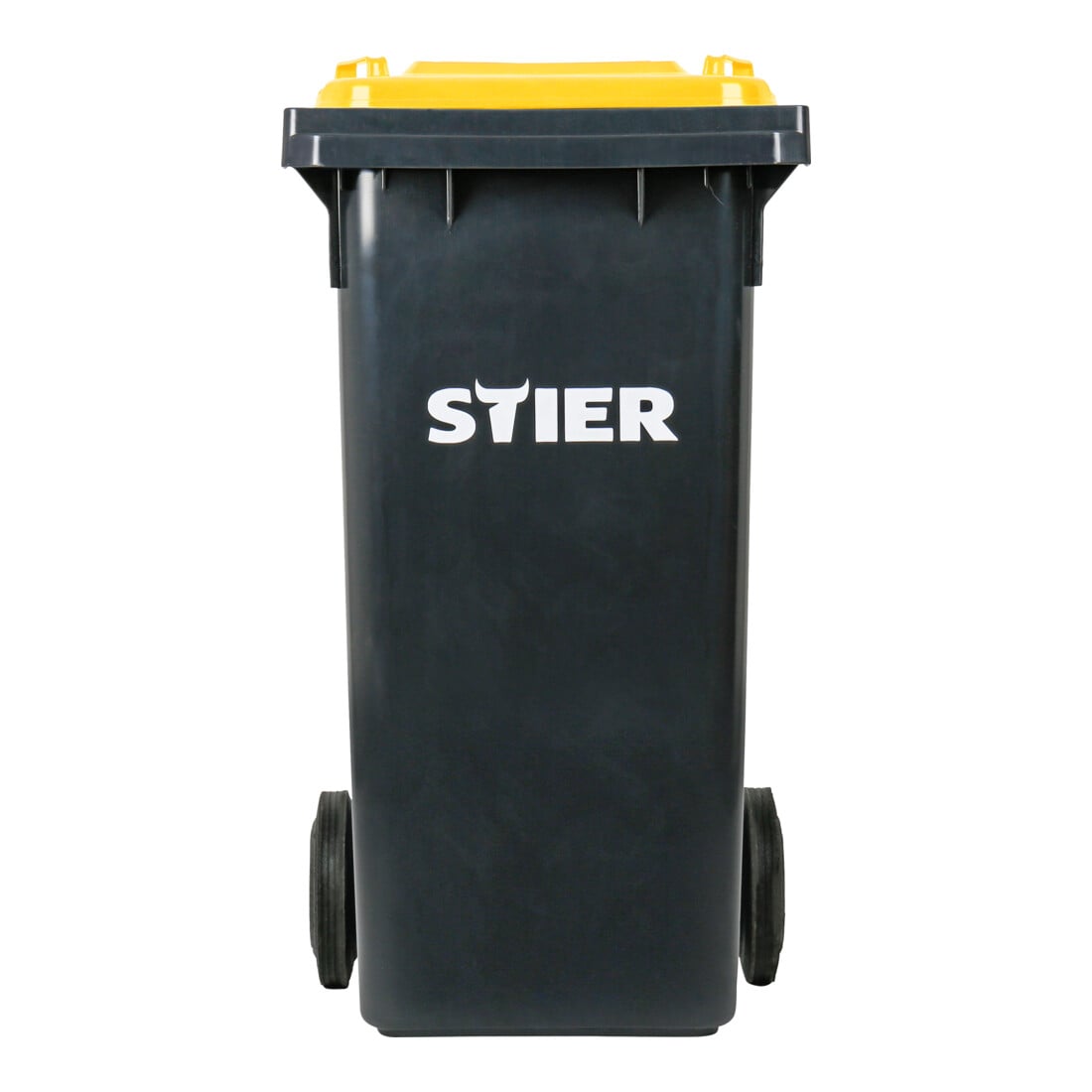 STIER 2-Rad-Müllgroßbehälter 120 l grau/gelb BxTxH 475x550x930 mm