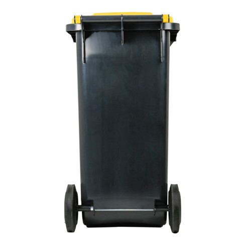 STIER 2-Rad-Müllgroßbehälter 120 l grau/gelb BxTxH 475x550x930 mm