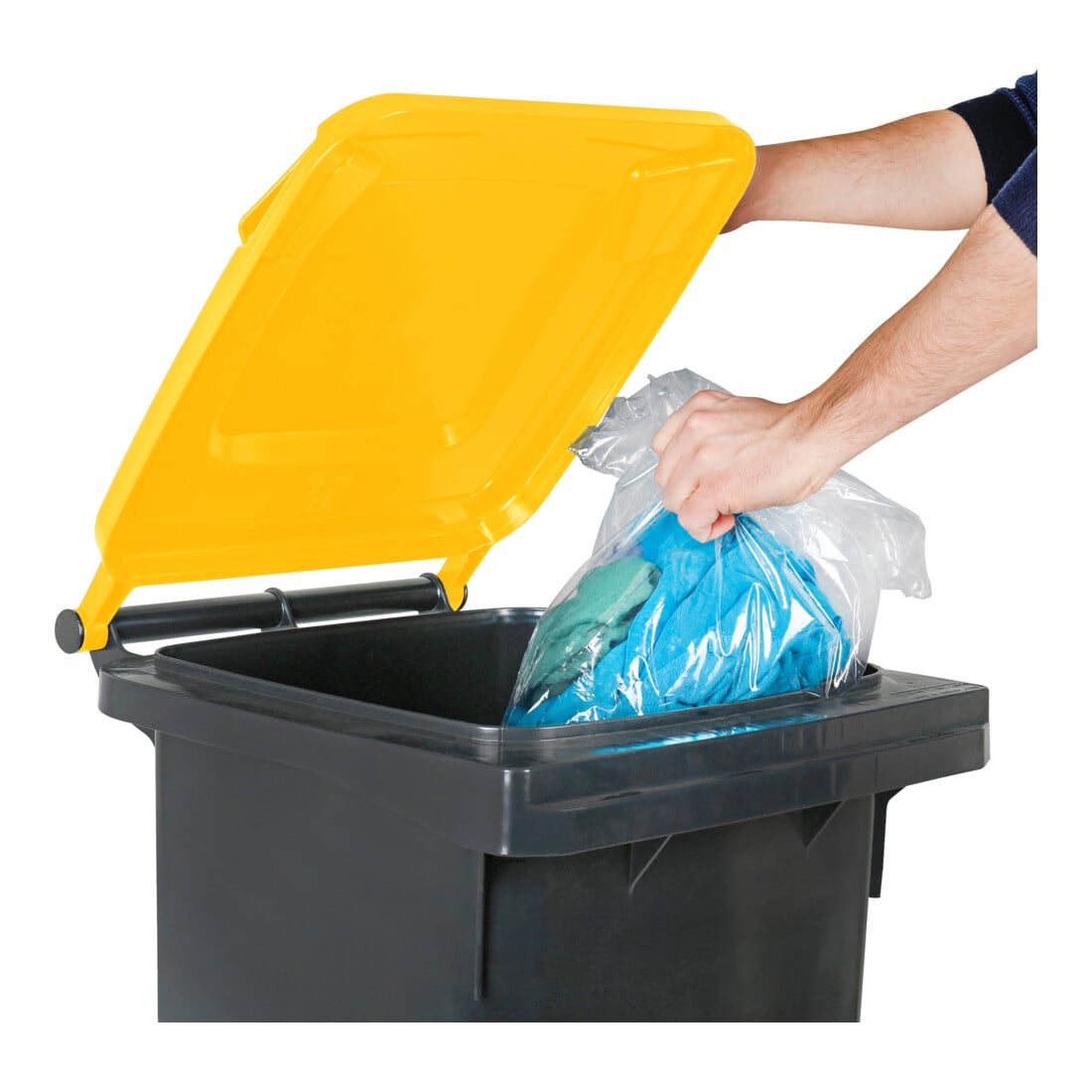 STIER 2-Rad-Müllgroßbehälter 120 l grau/gelb BxTxH 475x550x930 mm