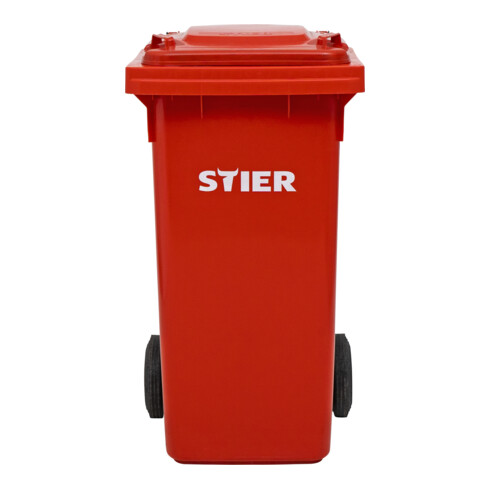 STIER 2-Rad-Müllgroßbehälter 120 l rot BxTxH 475x550x930 mm