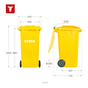 STIER 2-Rad-Müllgroßbehälter 240 l gelb BxTxH 576x720x1067 mm-5