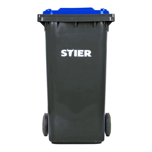 STIER 2-Rad-Müllgroßbehälter 240 l grau/blau BxTxH 576x720x1067 mm