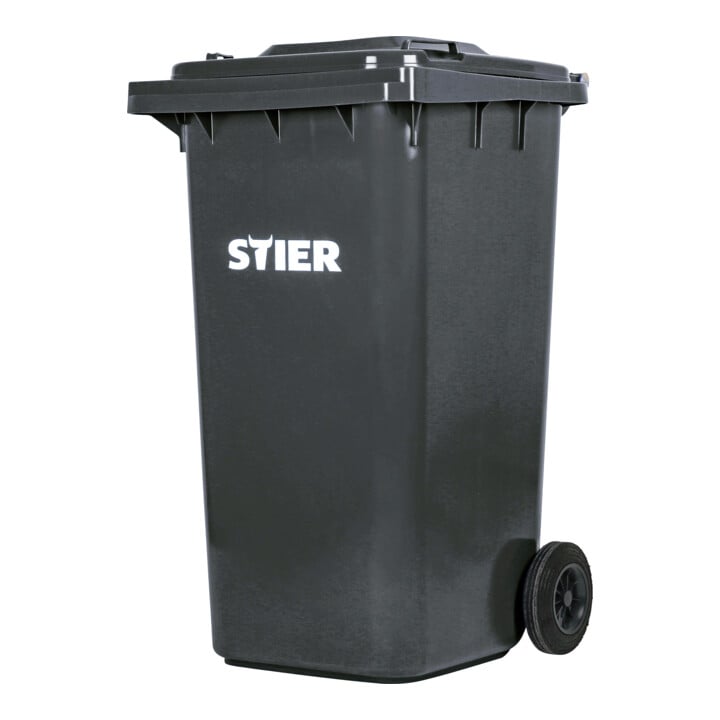 Set STIER Fußpedaldeckelöffner für Müllgroßbehälter 240 l + STIER 2-Rad-Müllgroßbehälter 240 l grau