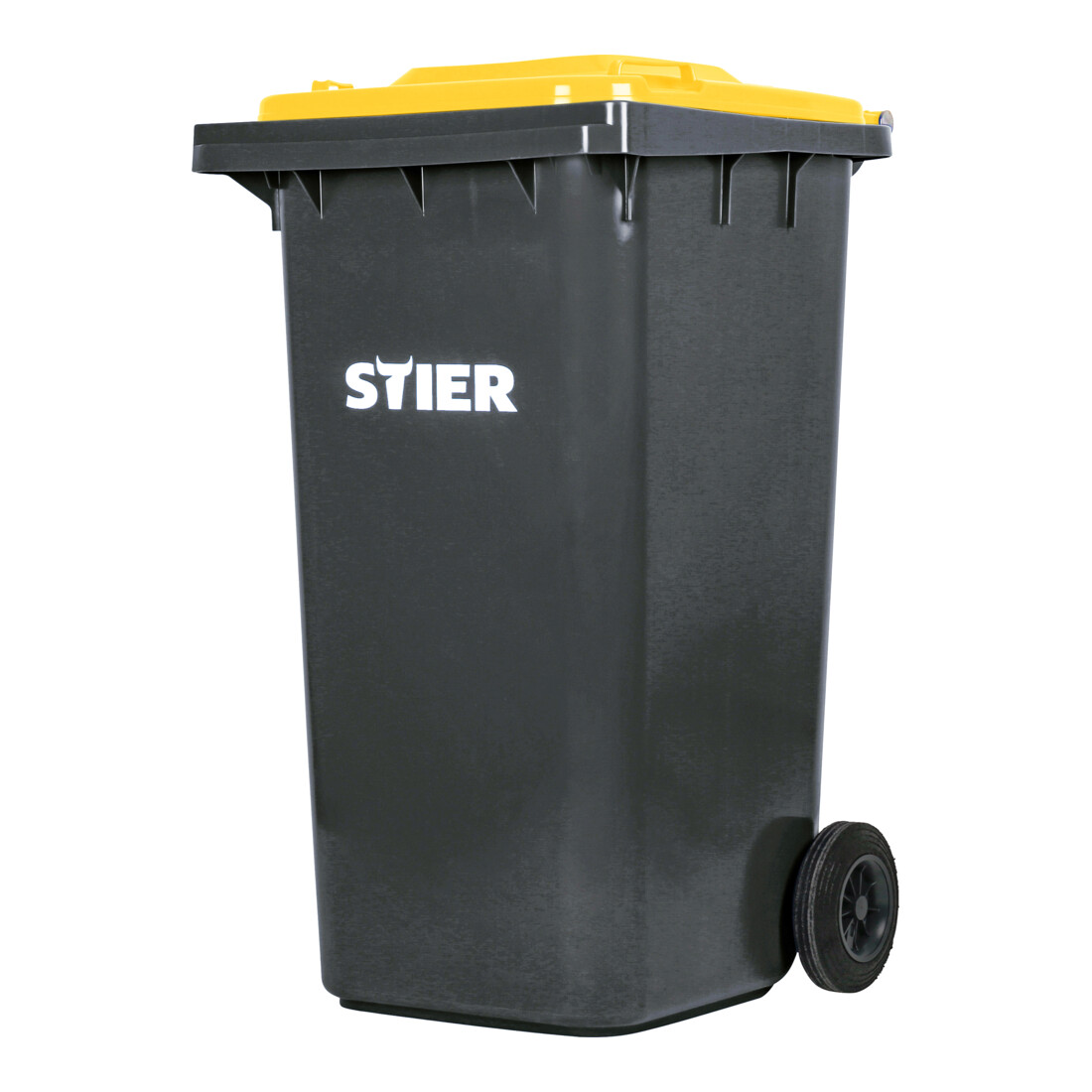 STIER 2-Rad-Müllgroßbehälter 240 l grau/gelb BxTxH 576x720x1067 mm