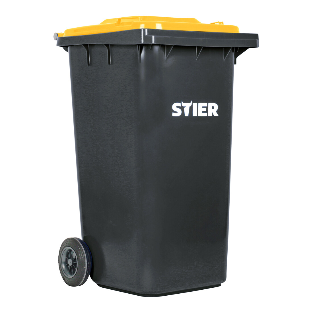STIER 2-Rad-Müllgroßbehälter 240 l grau/gelb BxTxH 576x720x1067 mm