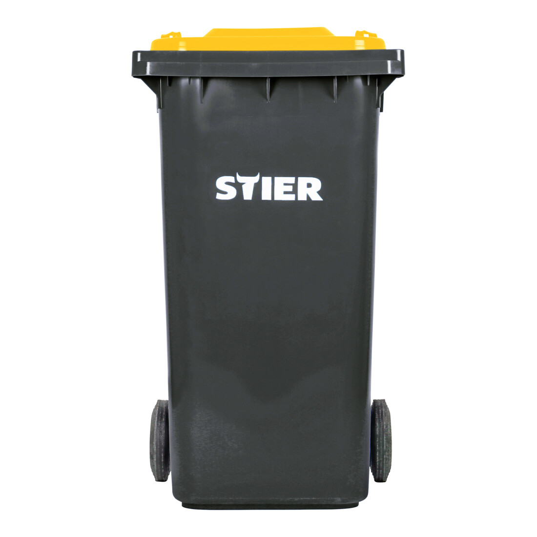 STIER 2-Rad-Müllgroßbehälter 240 l grau/gelb BxTxH 576x720x1067 mm