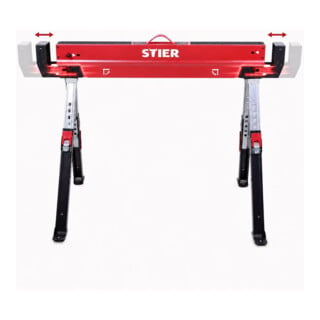 STIER 2x Premium Klapp-Sägebock höhenverstellbar mit Spannmodul 590 kg