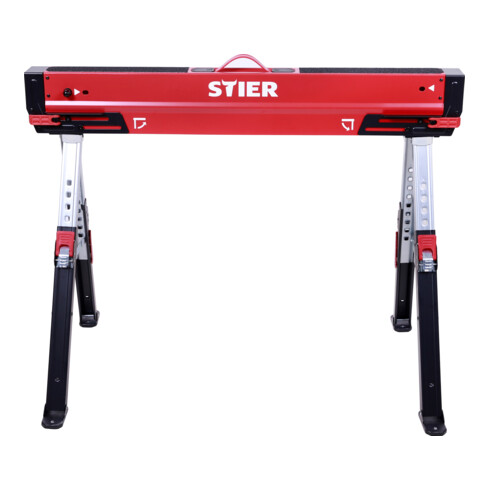 STIER 2x Premium Klapp-Sägebock höhenverstellbar mit Spannmodul 590 kg