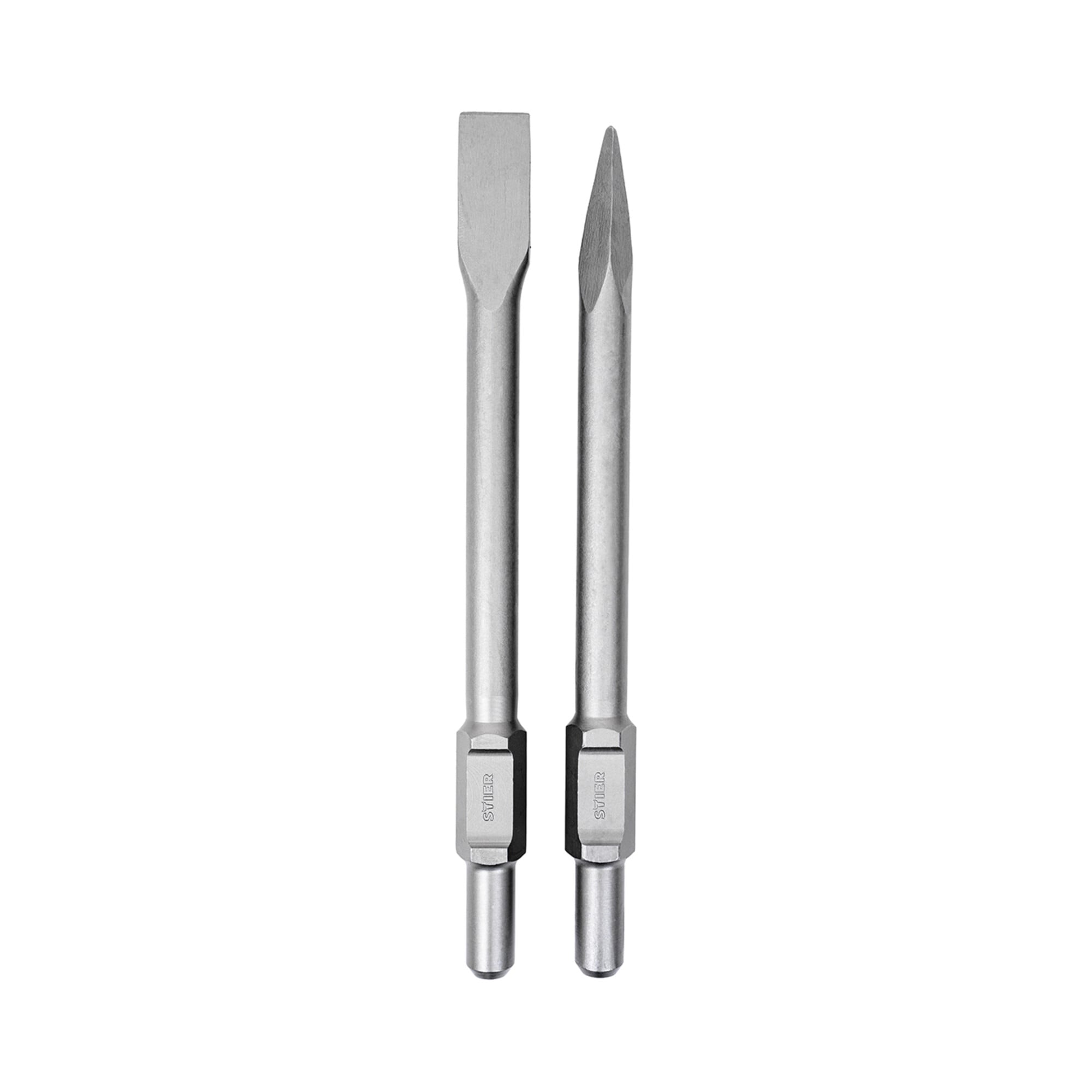 STIER 30 mm SDS-HEX Flachmeißel Spitzmeißel Set 410 mm für Abbruchhammer