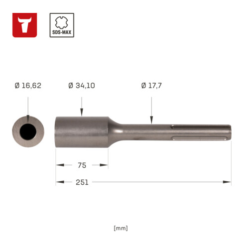 STIER aardpenadapter 16,5 mm SDS-Max
