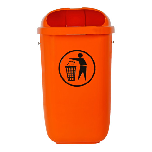 STIER Abfallbehälter mit Regenhaube 50 l orange BxTxH 432x334x745 mm