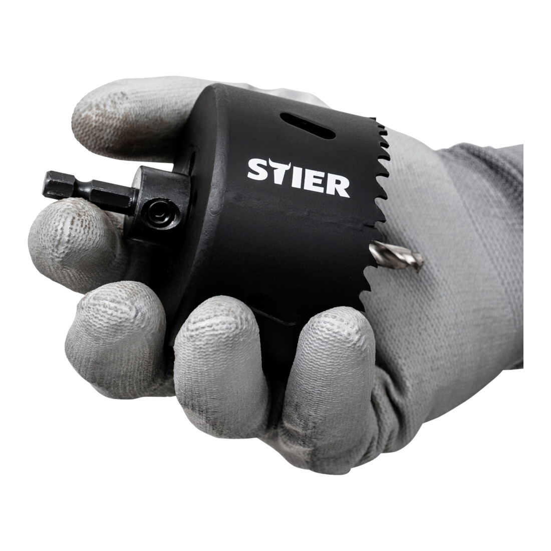 STIER Adattatore 1/4" HEX 5/8" 18 UNF per seghe a tazza 32-60 mm incl. chiave a brugola