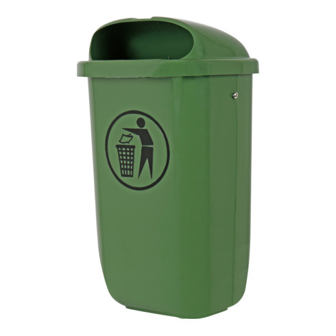 STIER afvalbak met regenkap 50 l groen BxDxH 432x334x745 mm