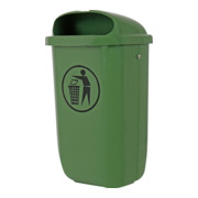 STIER afvalbak met regenkap 50 l groen BxDxH 432x334x745 mm