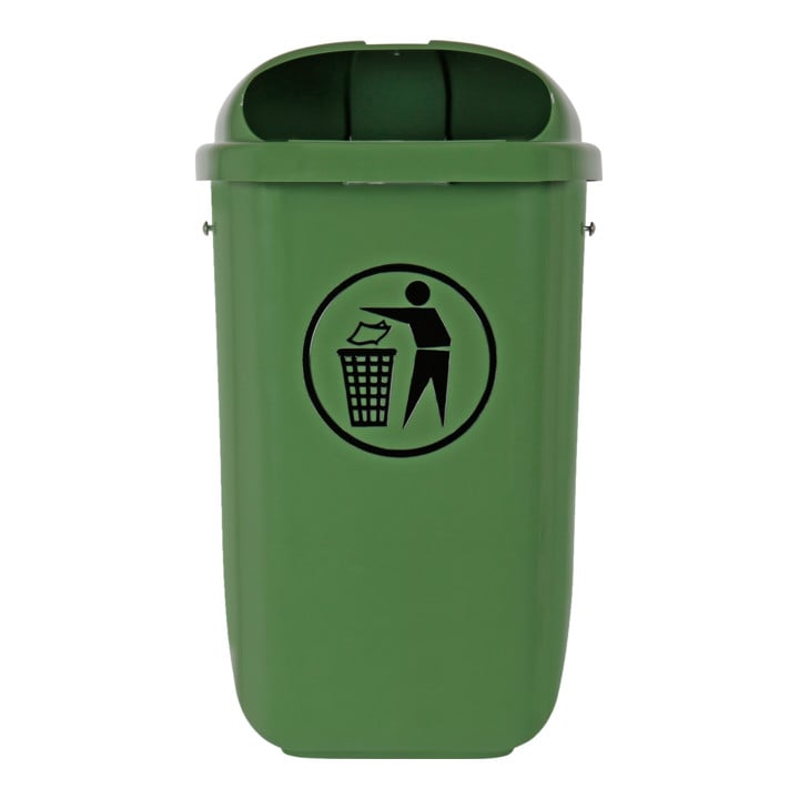 STIER afvalbak met regenkap 50 l groen BxDxH 432x334x745 mm