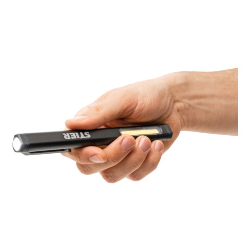 STIER Akku COB LED Stiftleuchte 200 Lumen mit Laserpointer