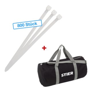 STIER Aktions-Kabelbinderpaket mit 800 Kabelbindern in Sporttasche