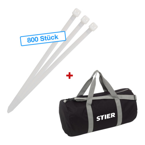 STIER Aktions-Kabelbinderpaket mit 800 Kabelbindern in Sporttasche