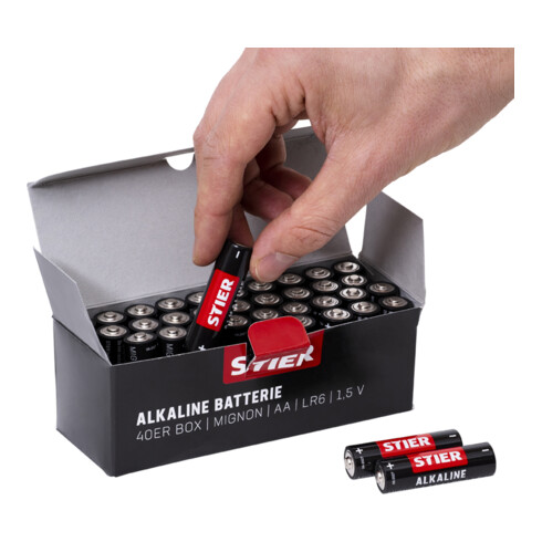 STIER Alkaline Batterie Mignon AA 40er Box LR6 1,5V