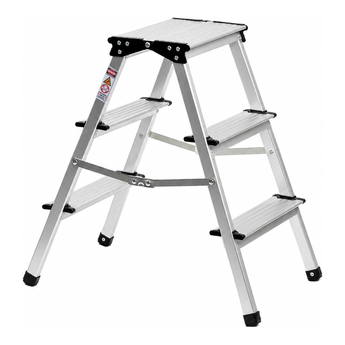 STIER Aluminium-Trittleiter 3 Stufen Profi-Klapptritt