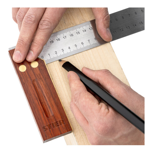 STIER Anschlagwinkel Schreinerwinkel Palisander 90° / 45°