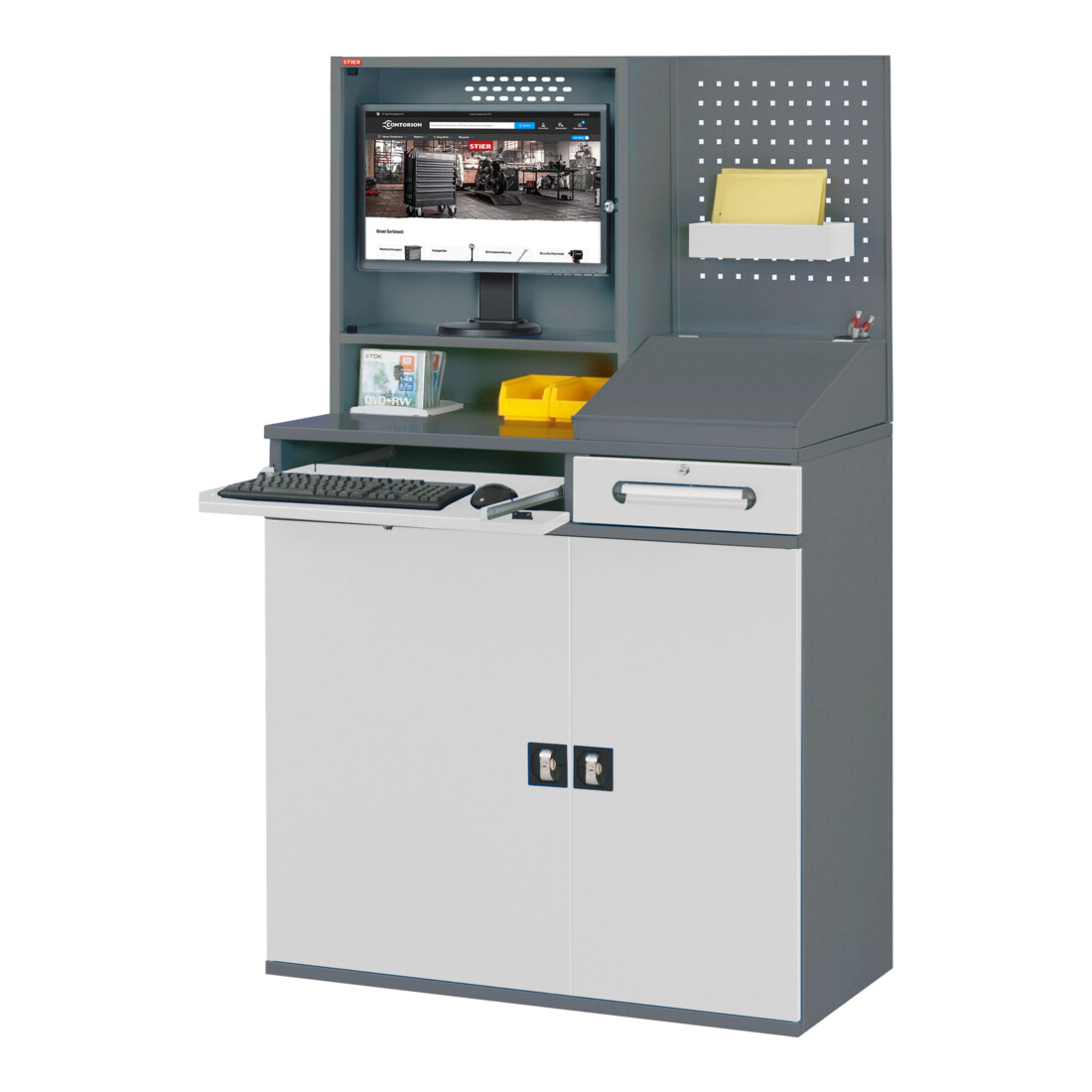 STIER Armadio per computer Premium fisso largh.xprof.xalt. 1100x520x1770 mm