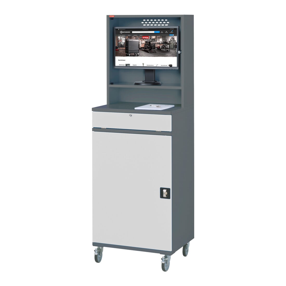 STIER Armadio per computer Premium mobile largh.xprof.xalt. 650x520x1895 mm
