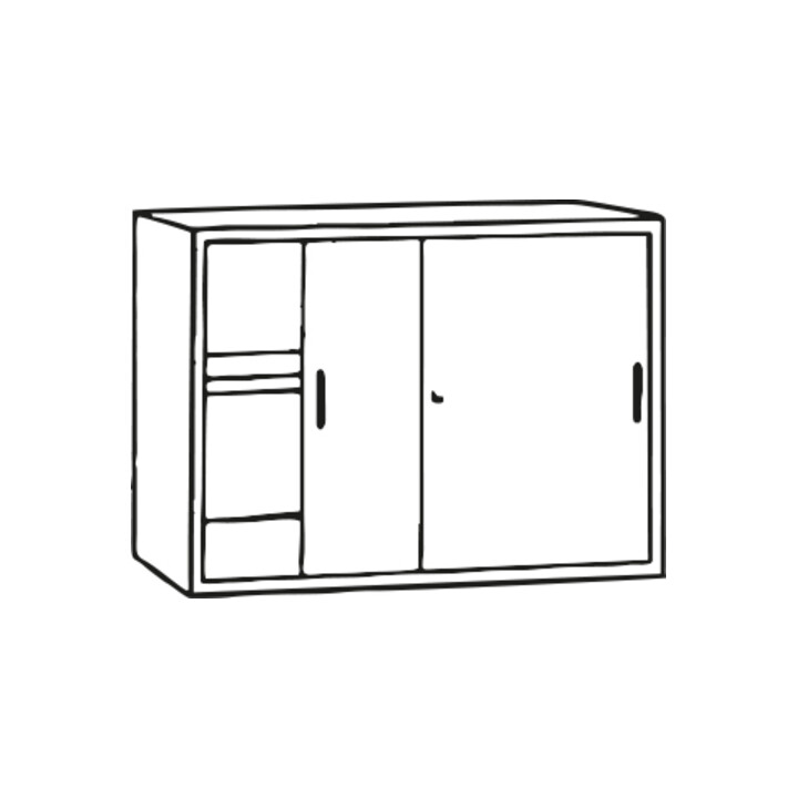 STIER Armoire à porte coulissante H×I×P 750×1200×420mm gris clair