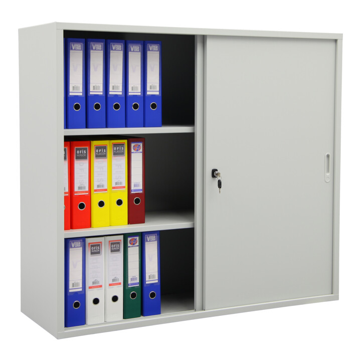 STIER Armoire à portes coulissantes HxIxP 1080x1200x420mm gris clair