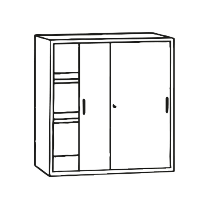 STIER Armoire à portes coulissantes HxIxP 1080x1200x420mm gris clair