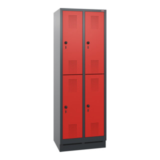 Stier Armoire vestiaire double étage 1800 × 500 mm, anthracite/rouge