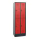 STIER Armoire à vêtements double étage 1800 × 610 × 500 mm 2 compartiments Anthracite/rouge
