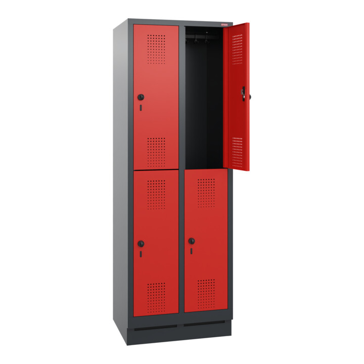 STIER Armoire à vêtements double étage 1800 × 610 × 500 mm 2 compartiments Anthracite/rouge
