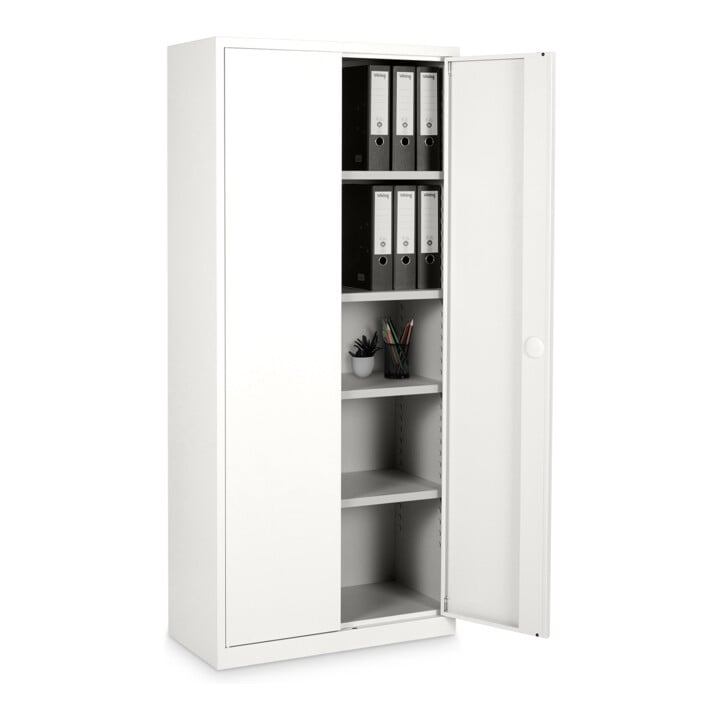 STIER Armoire universelle 1800 x 800 x 380 mm blanc signal soudée avec 4 étagères