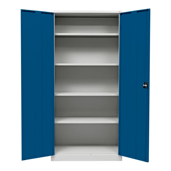 STIER Armoire universelle avec 4 étagères (1800 x 800 x 380 mm) bleu gentiane soudée