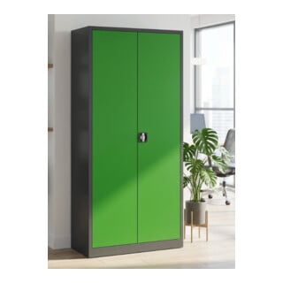 STIER Armoire universelle avec 4 étagères 1950 × 920 × 420 mm, anthracite, vert