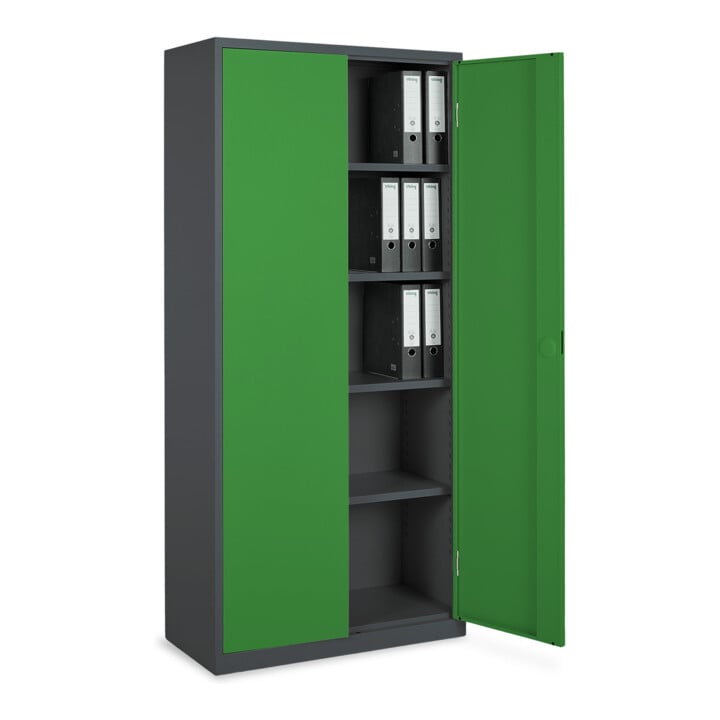 STIER Armoire universelle avec 4 étagères 1950 × 920 × 420 mm, anthracite, vert