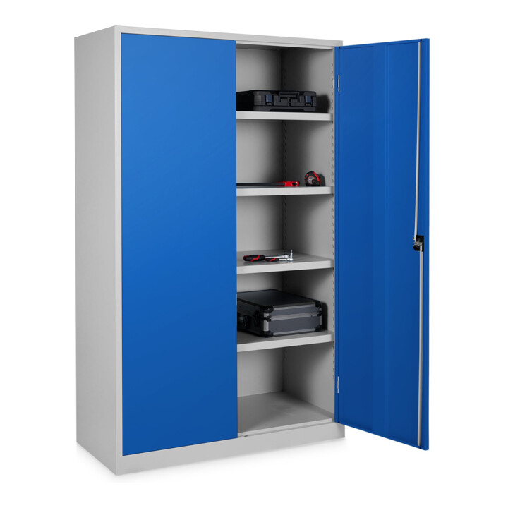 STIER Armoire universelle Basic 120 x 50 cm 4 étagères Gris clair Bleu Enzian
