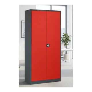 STIER Armoire universelle Basic 92 x 42 cm 4 étagères Anthracite Rouge