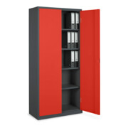 STIER Armoire universelle Basic 92 x 42 cm 4 étagères Anthracite Rouge-5