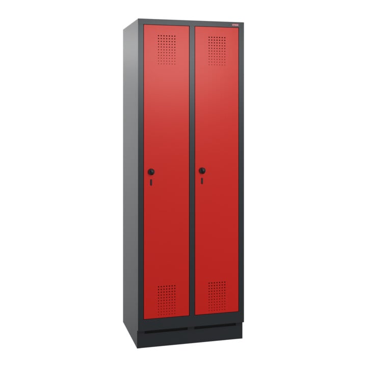 STIER Armoire vestiaire 1800 × 610 × 500 mm 2 compartiments Anthracite/rouge