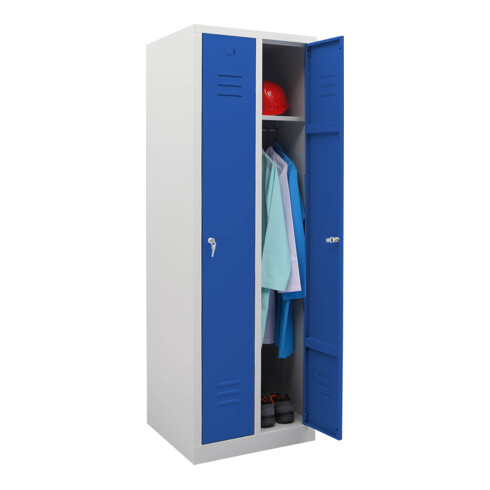 STIER Armoire vestiaire 2 compartiments 1800×590×500 mm bleu gentiane