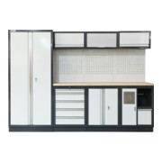 STIER Arredamento da officina Basic 4 pezzi con pannello forato e piano di lavoro in multiplex largh.xprof.xalt. 2955x460x2000 mm