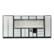 STIER Arredamento da officina Basic 6 pezzi con pannello forato e piano di lavoro in multiplex largh.xprof.xalt. 4235x460x2000 mm
