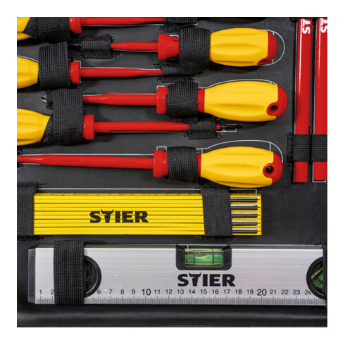 STIER Assortimento di utensili per elettricisti in valigetta di alluminio 128 pezzi