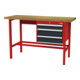 STIER Banco da lavoro con 1 cassetto da 100 mm, 2 cassetti da 150 mm largh.xprof.xalt. 1500x600x960 mm RAL 3020 / RAL 7016-1