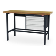 STIER Banco da lavoro con 1 cassetto da 100 mm, 2 cassetti da 150 mm largh.xprof.xalt. 1500x600x960 mm RAL 7016 / RAL 7035
