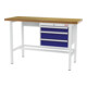 STIER Banco da lavoro con 1 cassetto da 100 mm, 2 cassetti da 150 mm largh.xprof.xalt. 1500x600x960 mm RAL 7035 / RAL 5010-1
